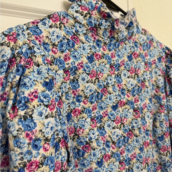 Nasty Gal Blue Floral Long Sleeve Blouse - Picture 5 of 5